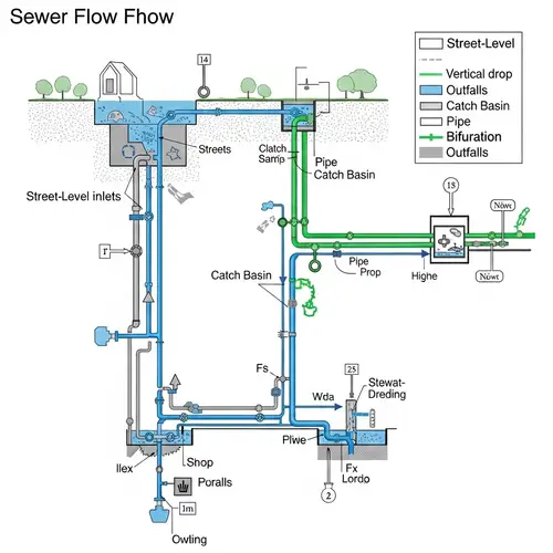 Detailed Sewer Flow Chart for Sewage Treatment Process