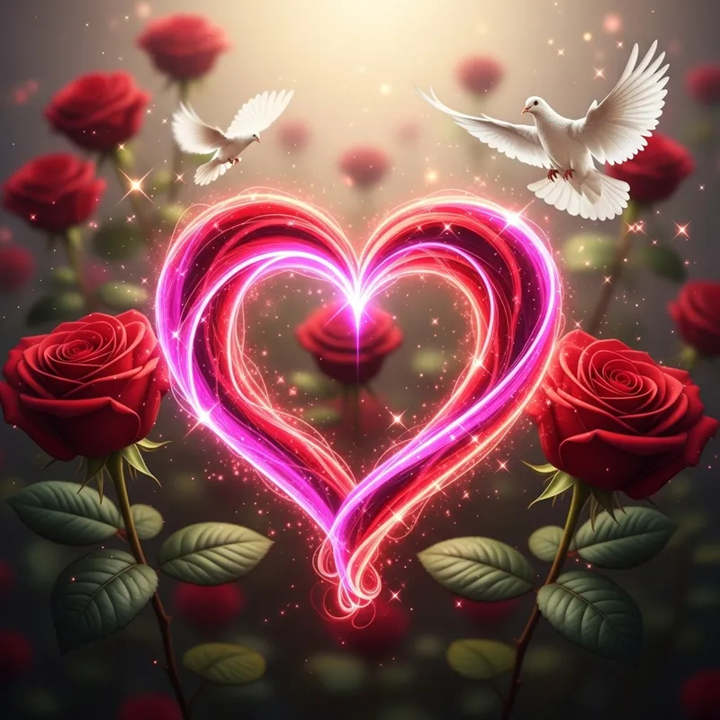 Enchanted Heart: Vibrant Red & Pink Love Symbol Enchanted Heart: Vibrant Red & Pink Love Symbol