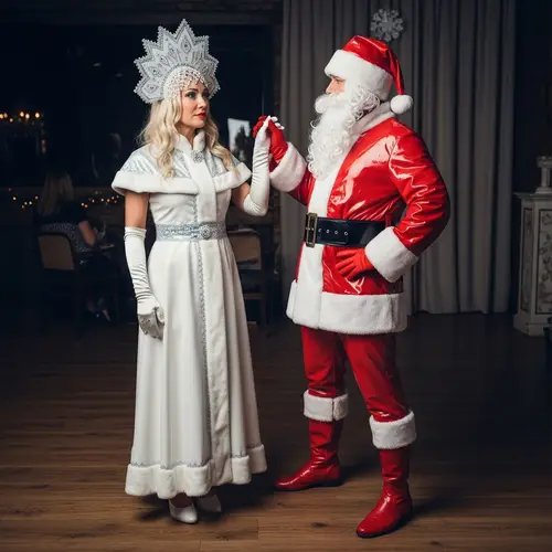 Provocative Snow Maiden & Santa Costume Party