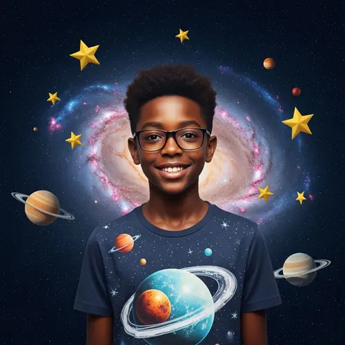 Nerdy Black Male in Cosmic Galaxy Setting | 3D Modeling