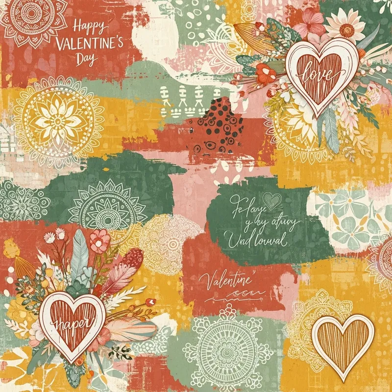 Boho Valentine's Day Printable with Warm Colors
