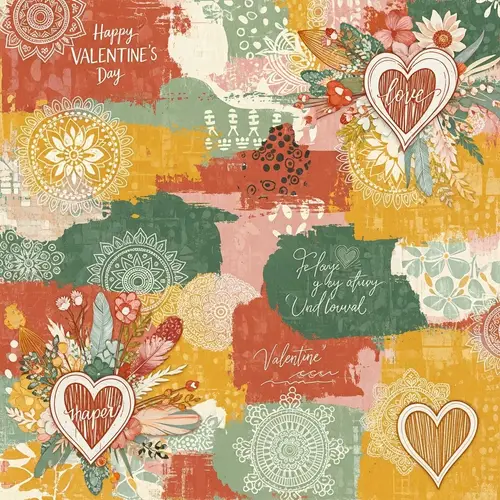 Bohemian-Style Valentine's Day Printable with Warm Earthy Colors