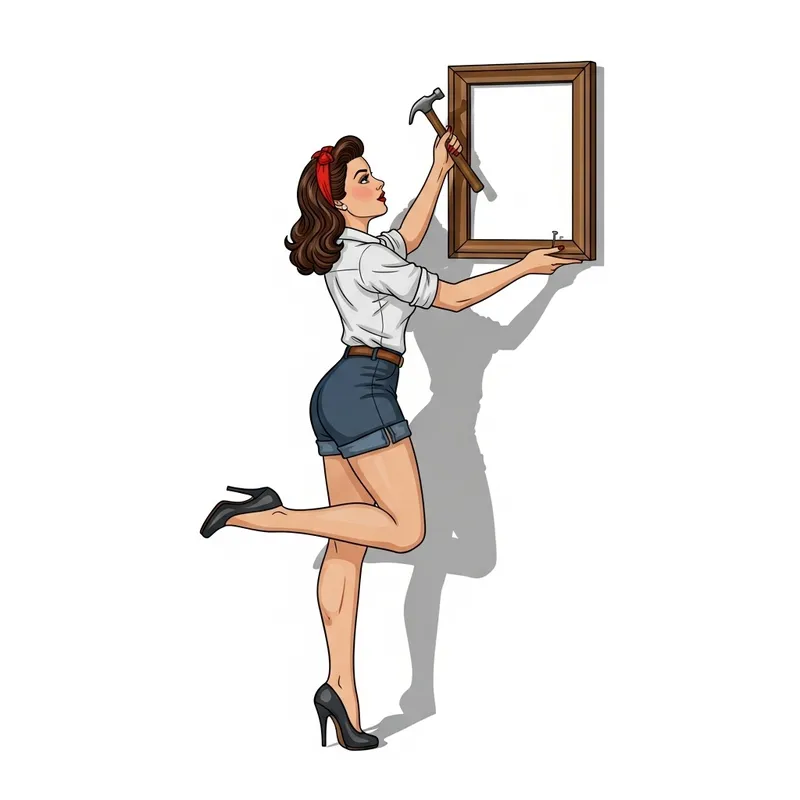 Vintage Pin-Up Girl Hanging Picture - Home Decor Inspiration