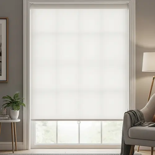 Intricately Designed Smooth Opaque Roller Blind in Off-White