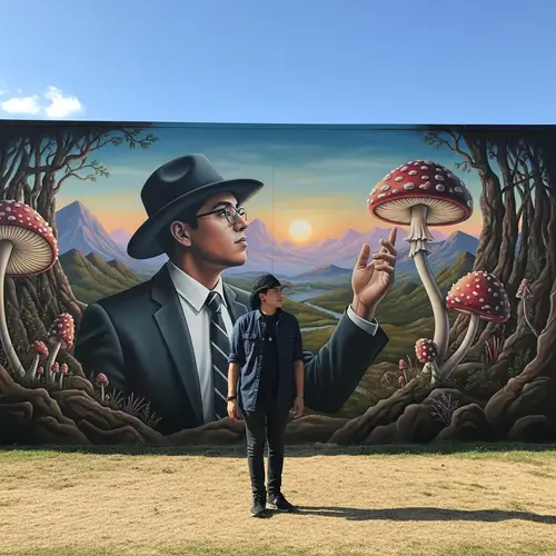 Psychedelic Mushroom Wonder in Enchanting Landscape