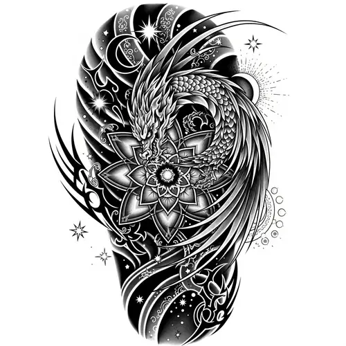 Unique Tattoo Design Ideas | Mythical Dragon & Mandala Theme