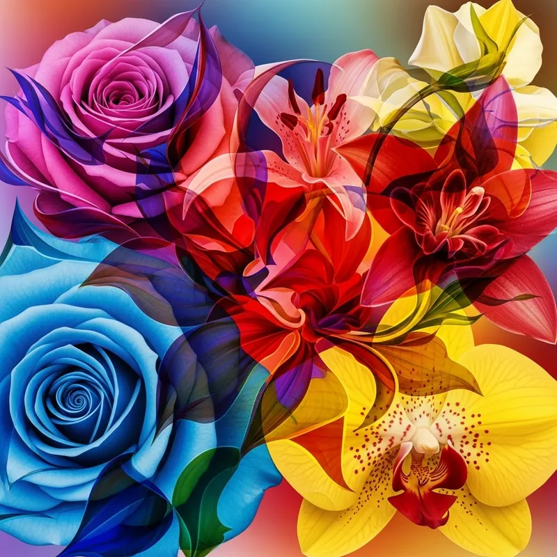 Abstract Floral Art: Dynamic & Vibrant Designs