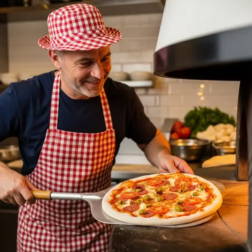 Masterful Pizza Maker Creating Delightful Traditional Pizza