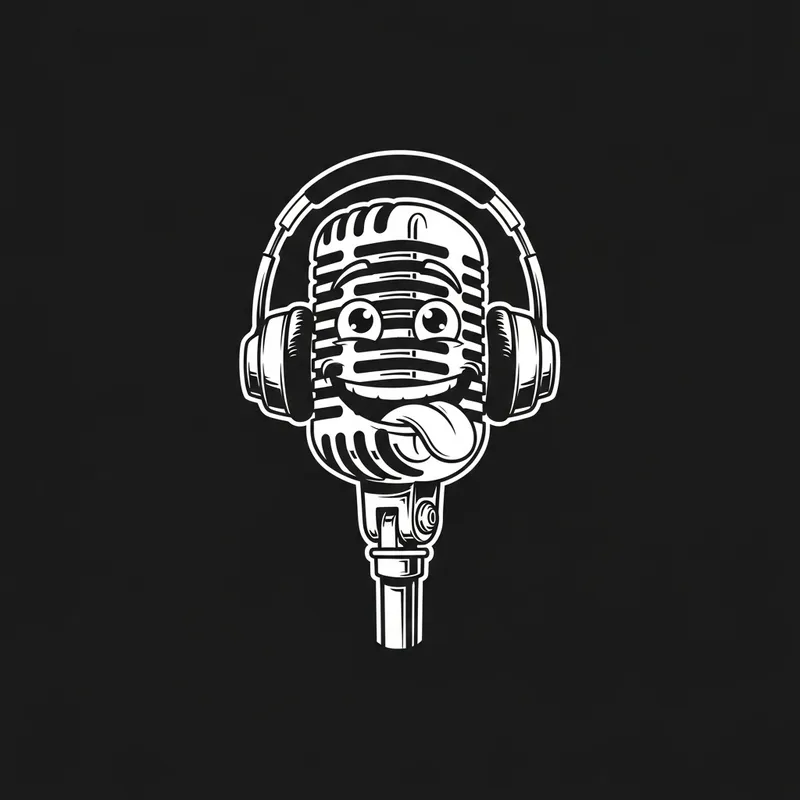 Vintage Microphone Logo with Playful Face
