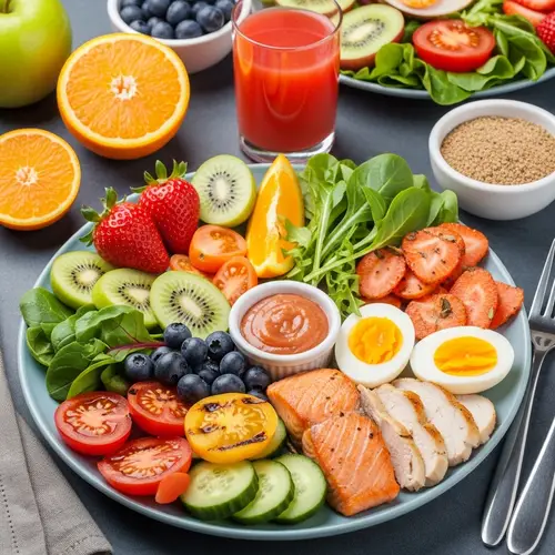Colorful & Nutritious Meal with Fruits, Veggies, and Lean Proteins