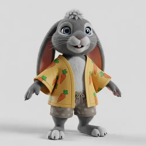 Captivating Anthropomorphic Lop Rabbit in Billowing Kimono