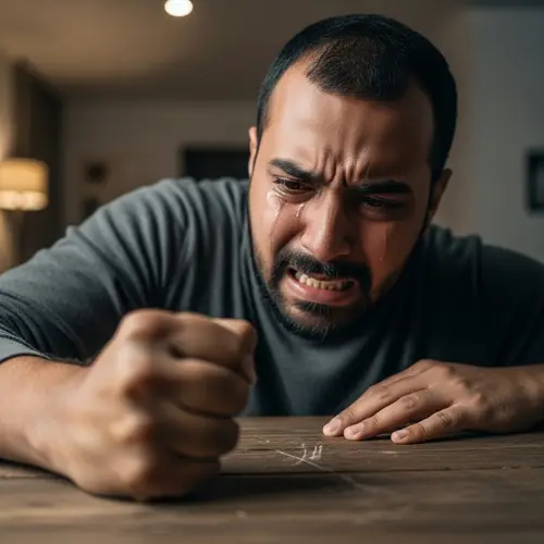 Angry South Asian Male Tears Table 4K