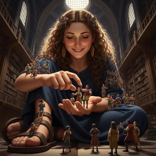 Colossal 100-Meter Tall Giant Hermione Granger in Library Painting