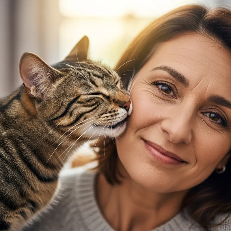 Affectionate Cat Nuzzling Woman's Face | Heartwarming Moment