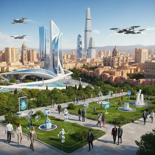 Futuristic Malaga 2050: High-Tech City Blend with Spanish Culture