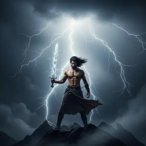 Lightning Warrior on Stormy Mountain | Spectacular Scene