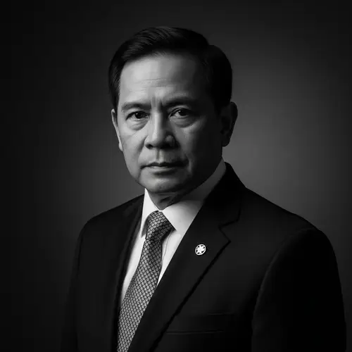 Distinguished Filipino Politician Portrait | High-Contrast Black & White Photo