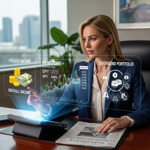 Blonde Woman in Timeless Suit Exploring Passive Income Options