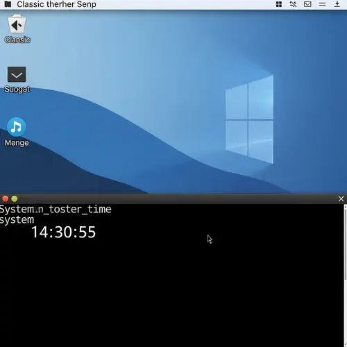 Classic Desktop Screen with Open Command Line Terminal