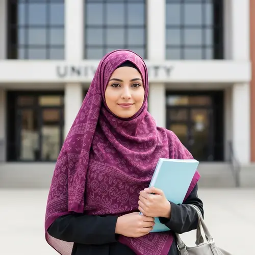 Beautiful Middle-Eastern Student in Hijab at University