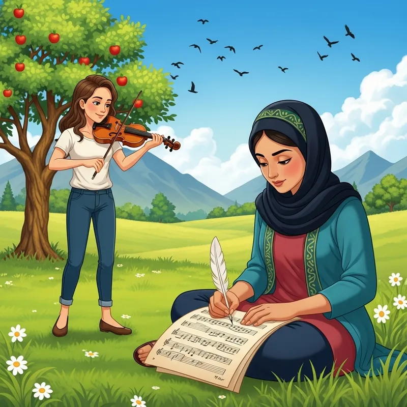 Tranquil Scenery: Music Composition in Green Meadow Tranquil Scenery: Music Composition in Green Meadow