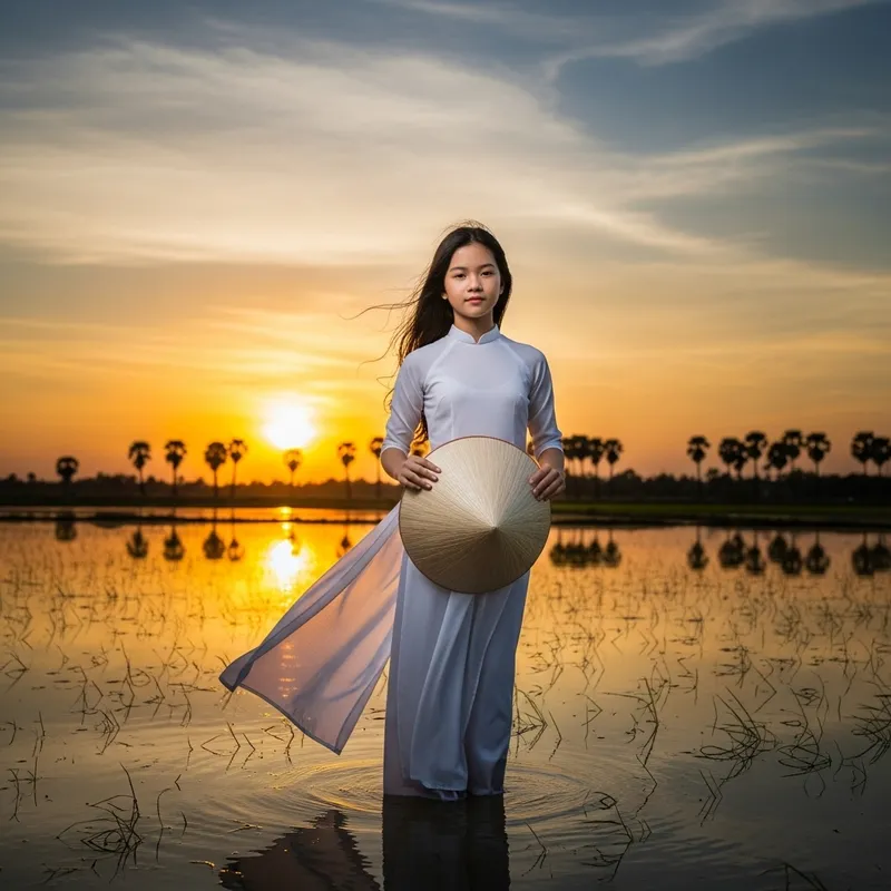 Beautiful Vietnamese Girl in Traditional Ao Dai Dress Beautiful Vietnamese Girl in Traditional Ao Dai Dress
