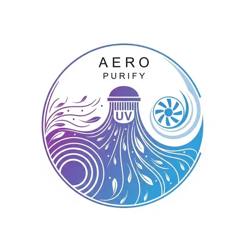 UV Air Purifier Logo Illustration: Clean Air & UV Rays