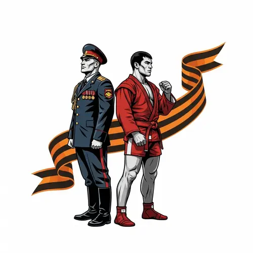 Dynamic Logo of Soldier and Sambo Fighter