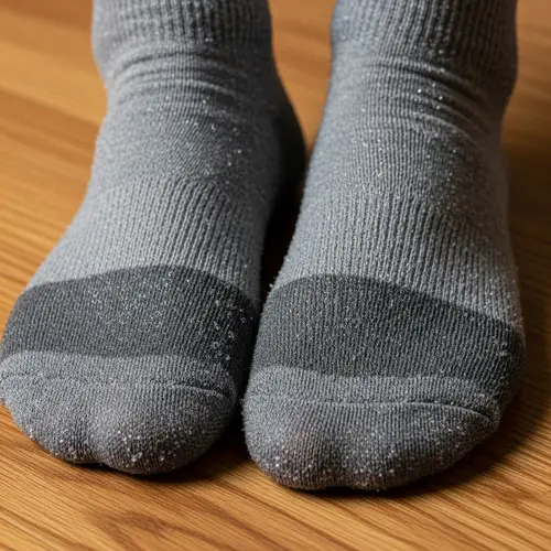 Sweaty Grey Socks After 12-Hour Wear | Damp and Soaked