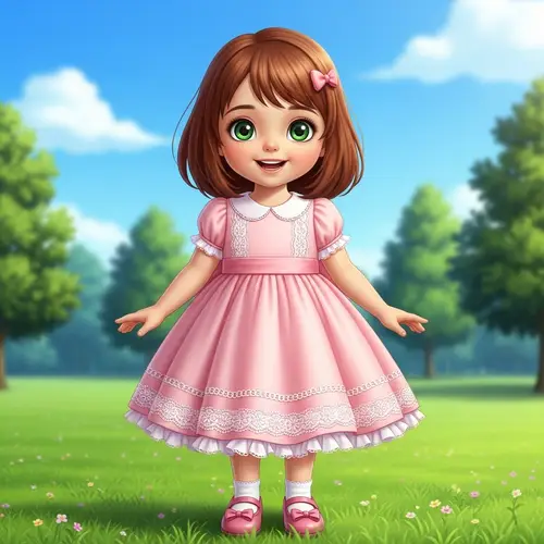 Prepubescent Girl with Honey Colored Hair | Chestnut Bob Cut