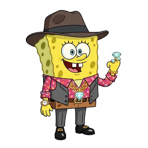 Sponge Character in Stylish Gangster Outfit