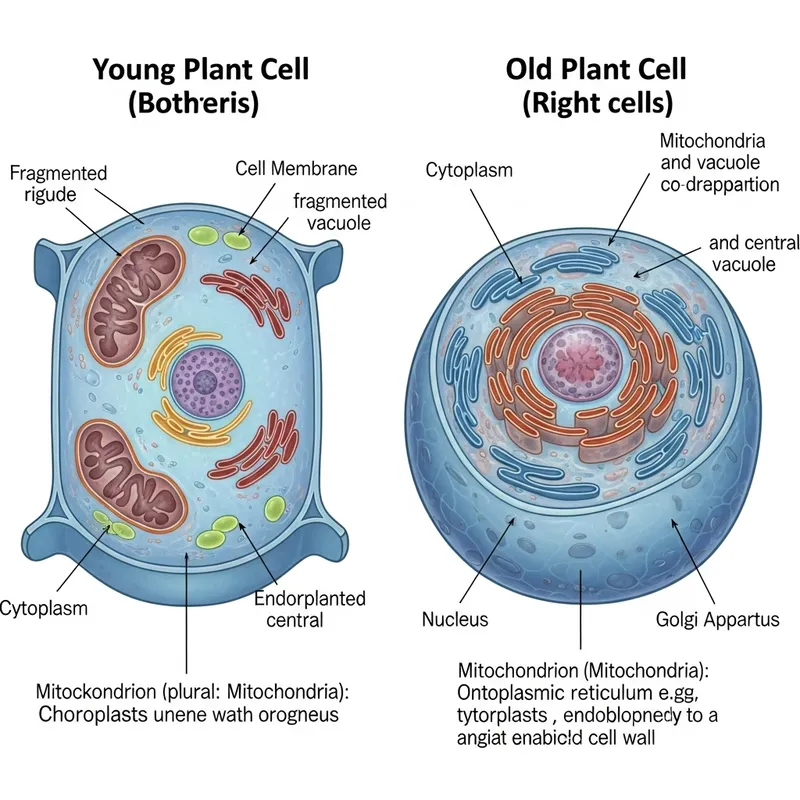 Plant Eukaryotic Cell: Young vs Old Anatomy