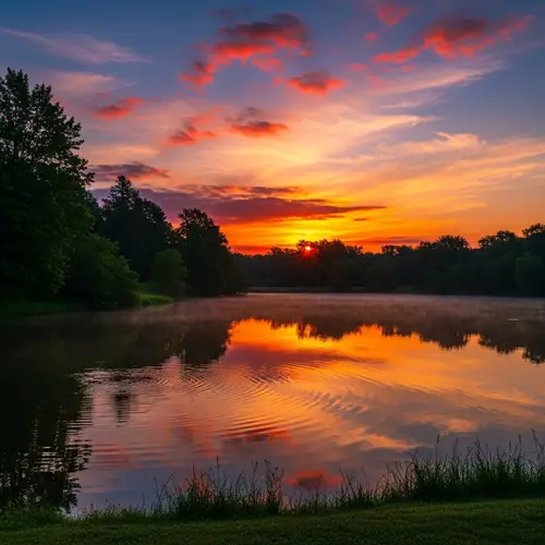 Tranquil Sunrise Over the Enchanting Lake | Morning Beauty