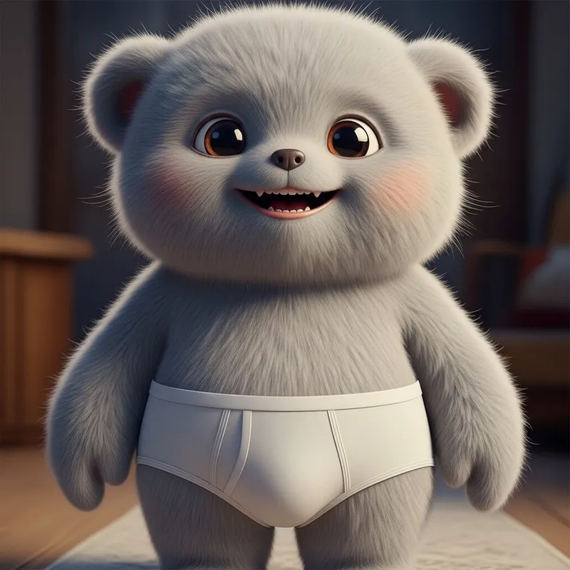 Cute Furry Boy in White Briefs | Adorable Humanoid Creature