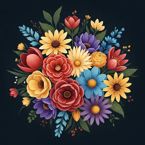 Vibrant Floral Digital Painting - Nature's Beauty