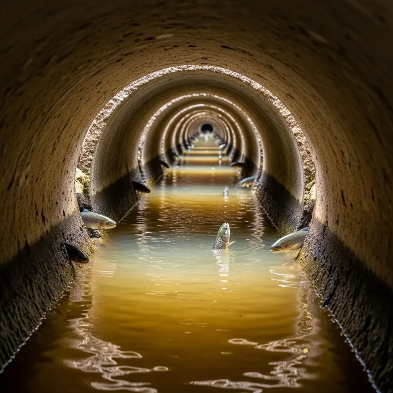 Trout in Clear Yellow Water: Small Hollows in Narrow Tube