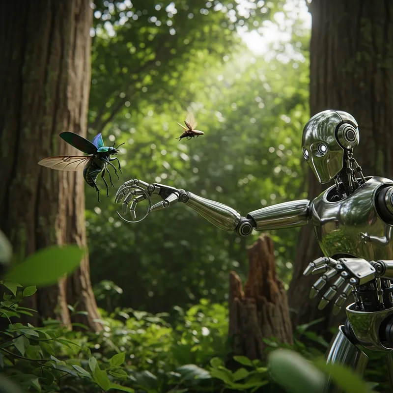 Robot Catching a Beetle in a Forest Robot Catching a Beetle in a Forest
