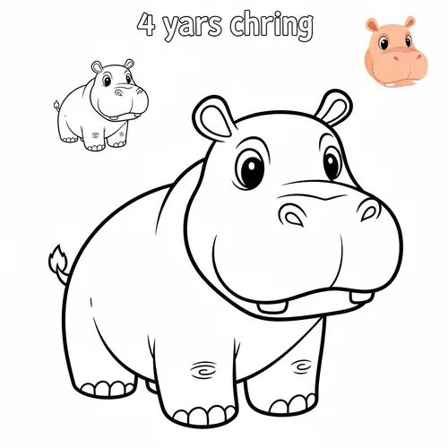 Adorable Hippo Coloring Page for Kids