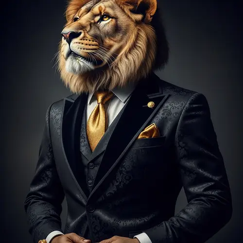 Sophisticated Lion in High-Fashion Suit