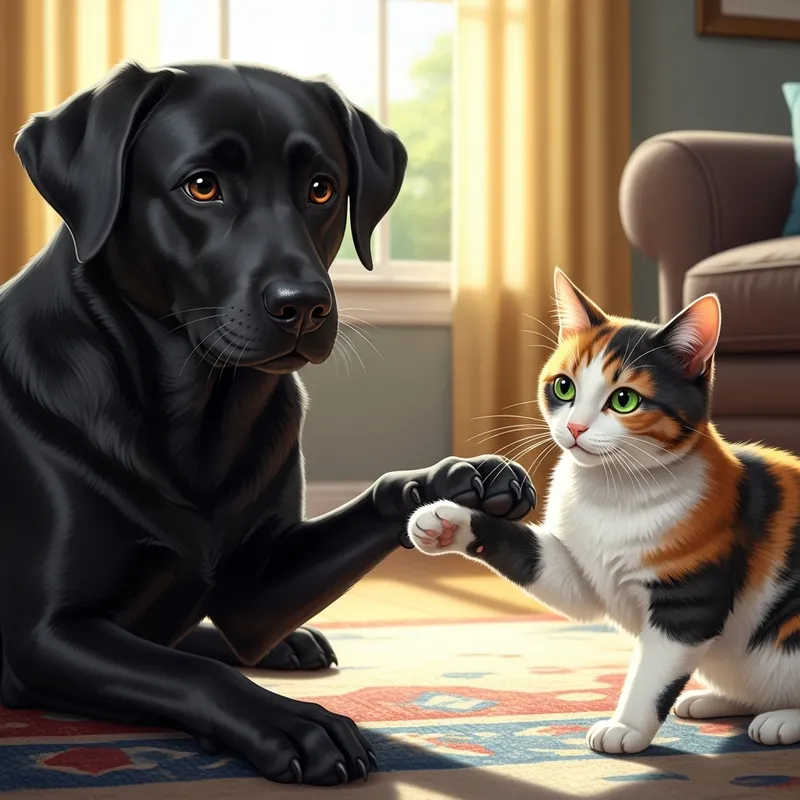 Playful Dog and Cat in Harmonious Interaction