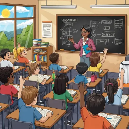 Diverse Classroom Scene in Colombia | Educational Illustration