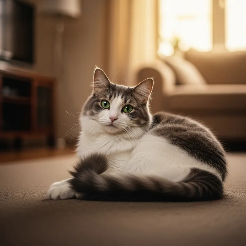 Beautiful Domestic Cat with Silky Fur - Home Serenity