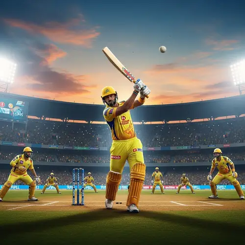 2024 Fictional Cricket Match: Exciting Scene with Chennai Super Kings