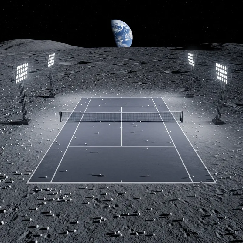 Tennis Court on Moon: Extraordinary Game with High Bounces