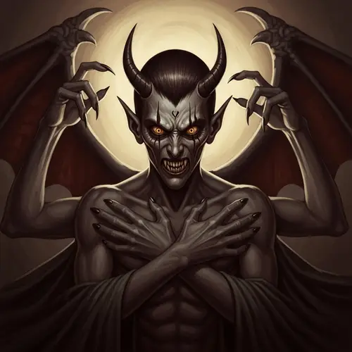 Mythological Devil-Like Figure with Unique Anatomy and Sinister Gaze