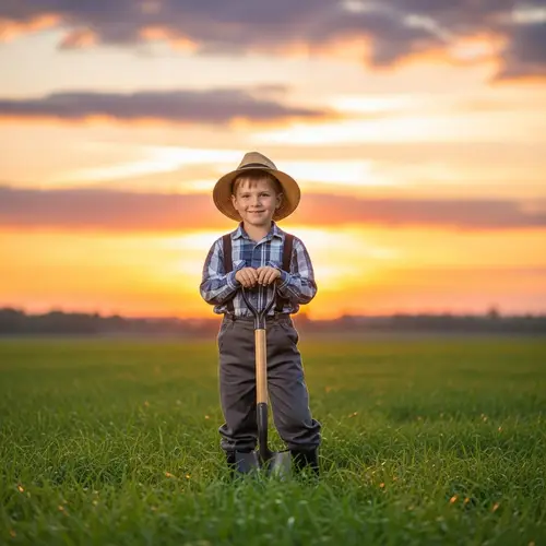 A Child in Farmer's Clothing: Embracing Nature's Beauty