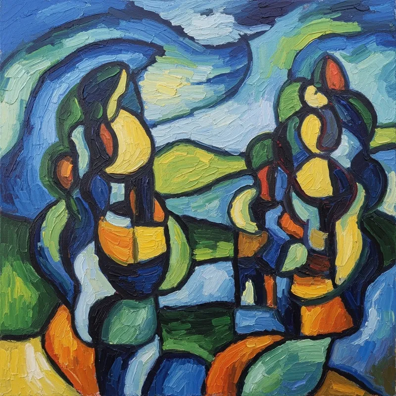 Vibrant Abstract Post-Impressionist Illustration