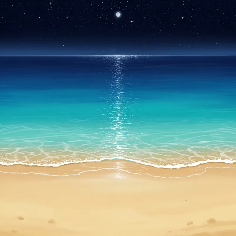 Tranquil Night Seascape with Moonlit Waters | Beach and Starry Sky Tranquil Night Seascape with Moonlit Waters | Beach and Starry Sky