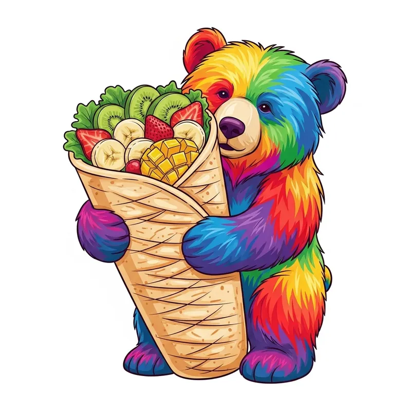 Rainbow Bear Hugging Fruity Shawarma Delight