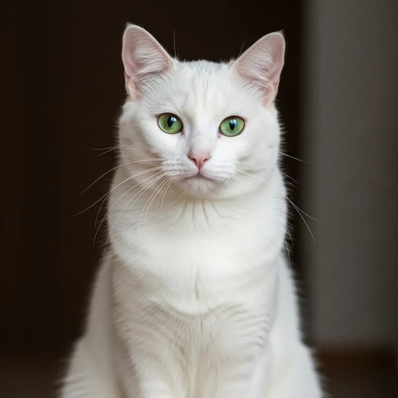 Beautiful White Cat with Green Eyes